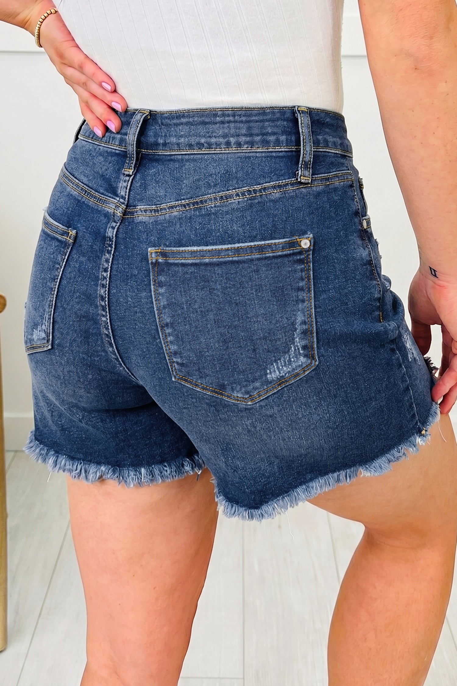 PRE-ORDER: Raw Hem Distressed Denim Shorts