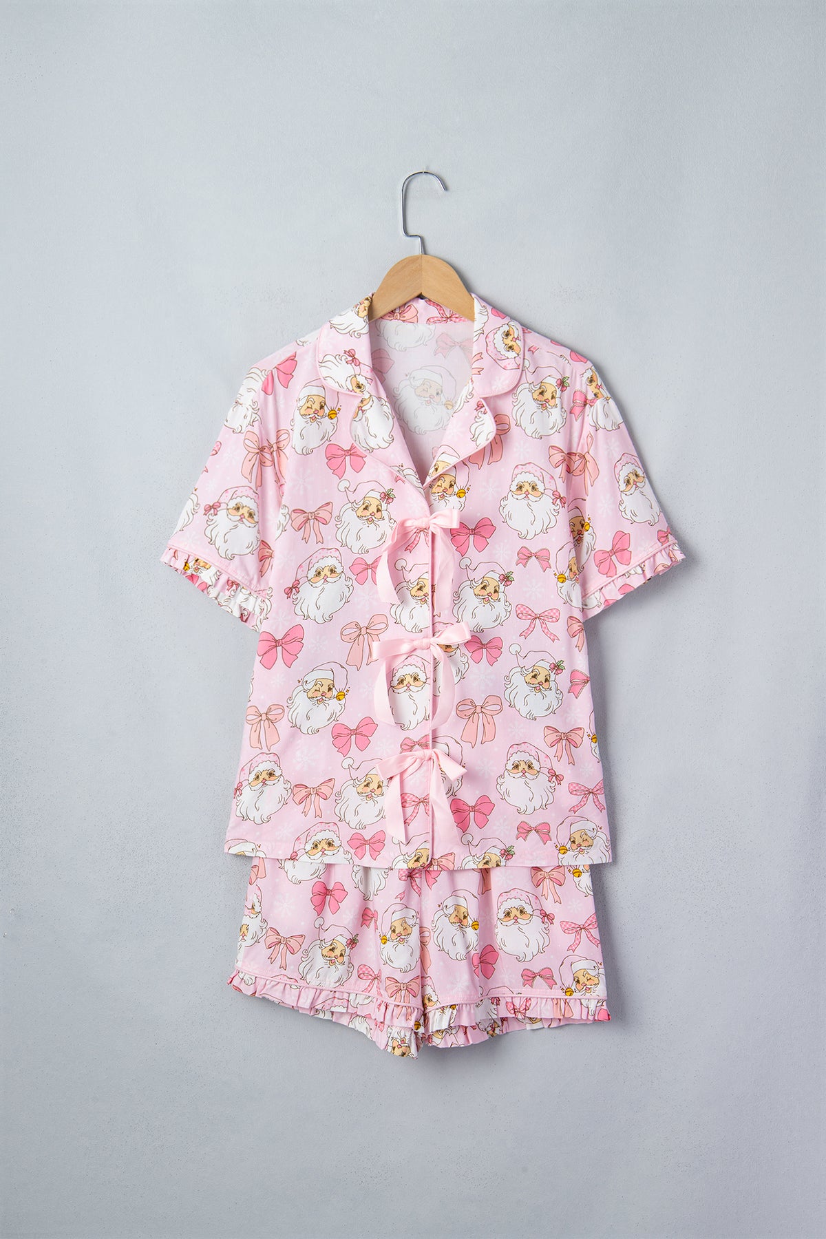 PRE-ORDER: Pink Santa Short Sleeve Lounge Set