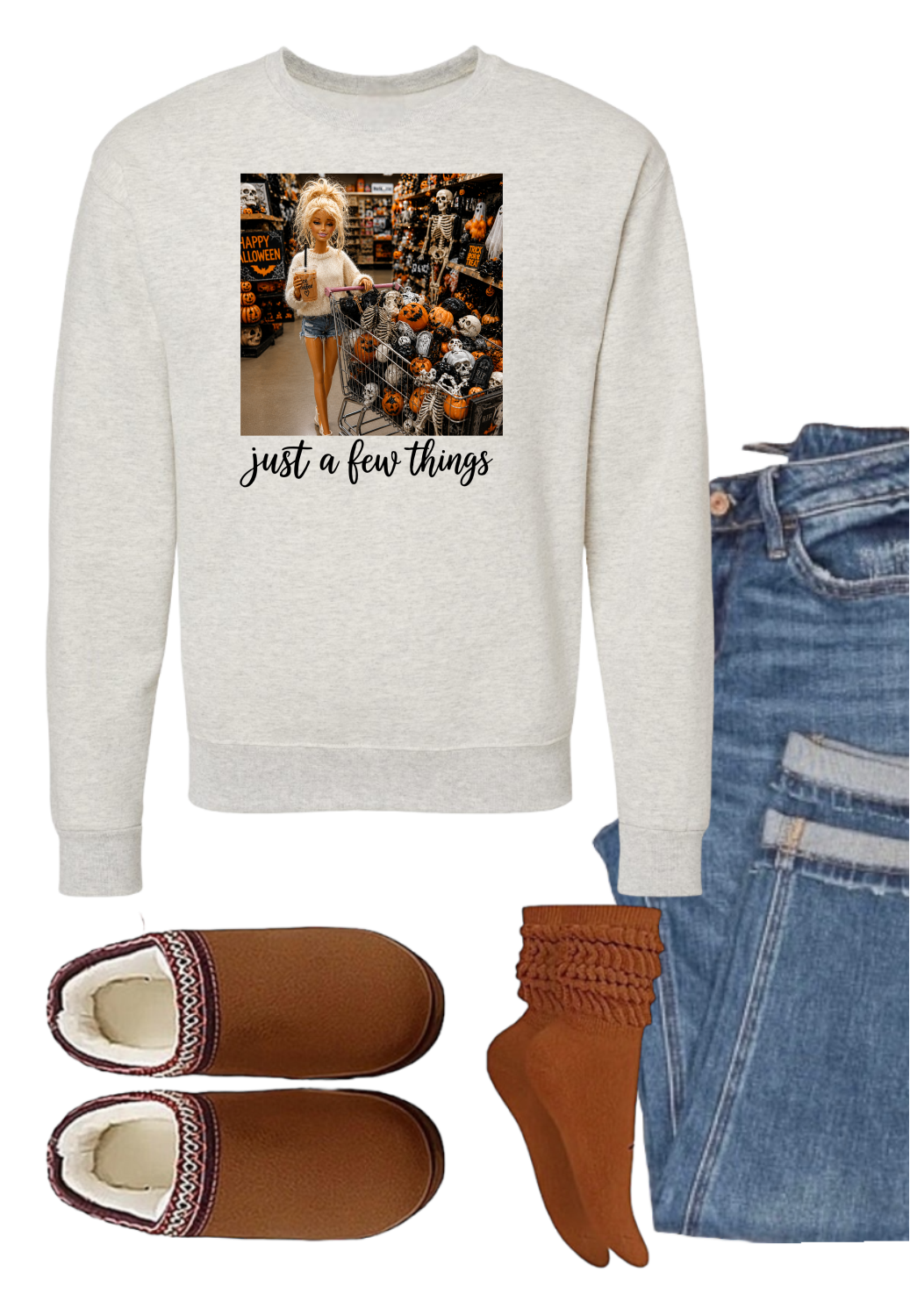 Just a Few Things Doll Face Graphic Crewneck Sweatshirt