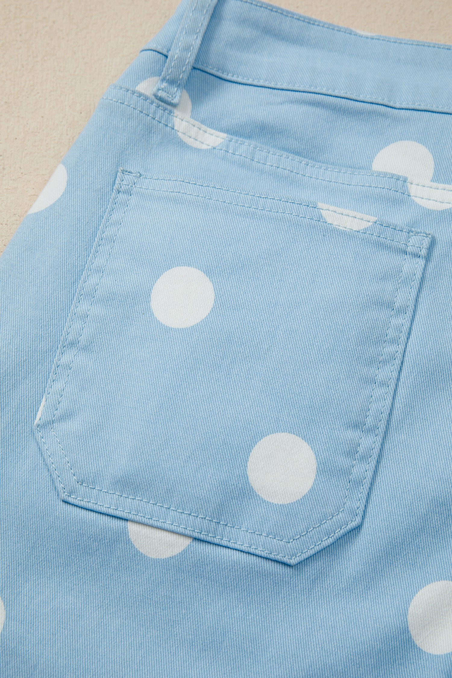 PRE-ORDER: Polka Dot Print Raw Hem Shift Jeans