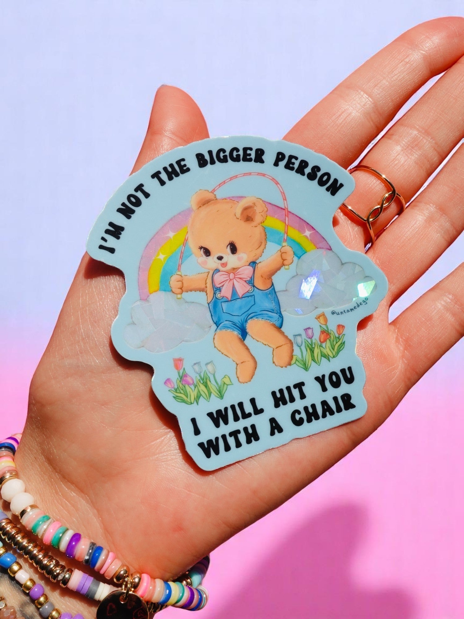 Not the Bigger Person – Holographic Waterproof Bear Decal