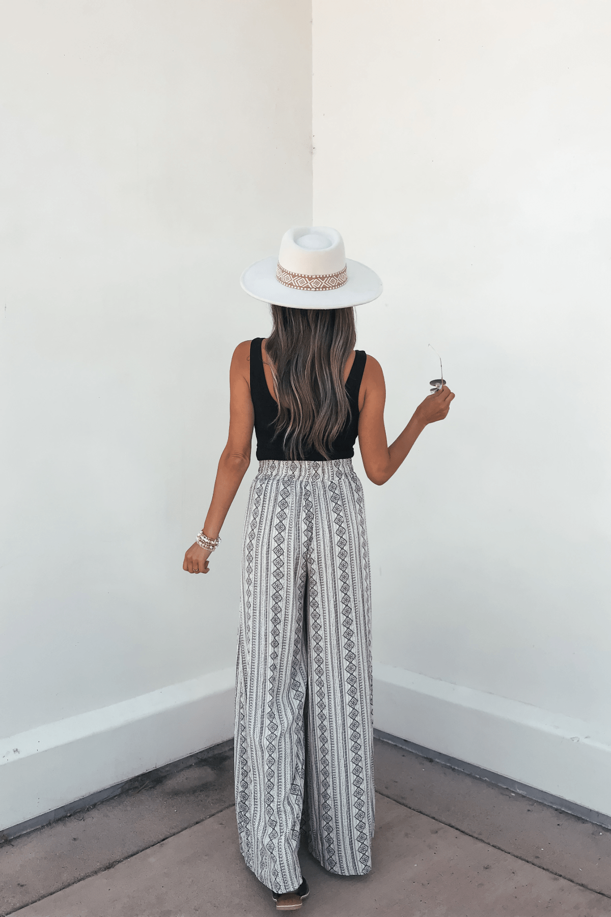 Georgia Breeze Beige Print Wide Leg Pants