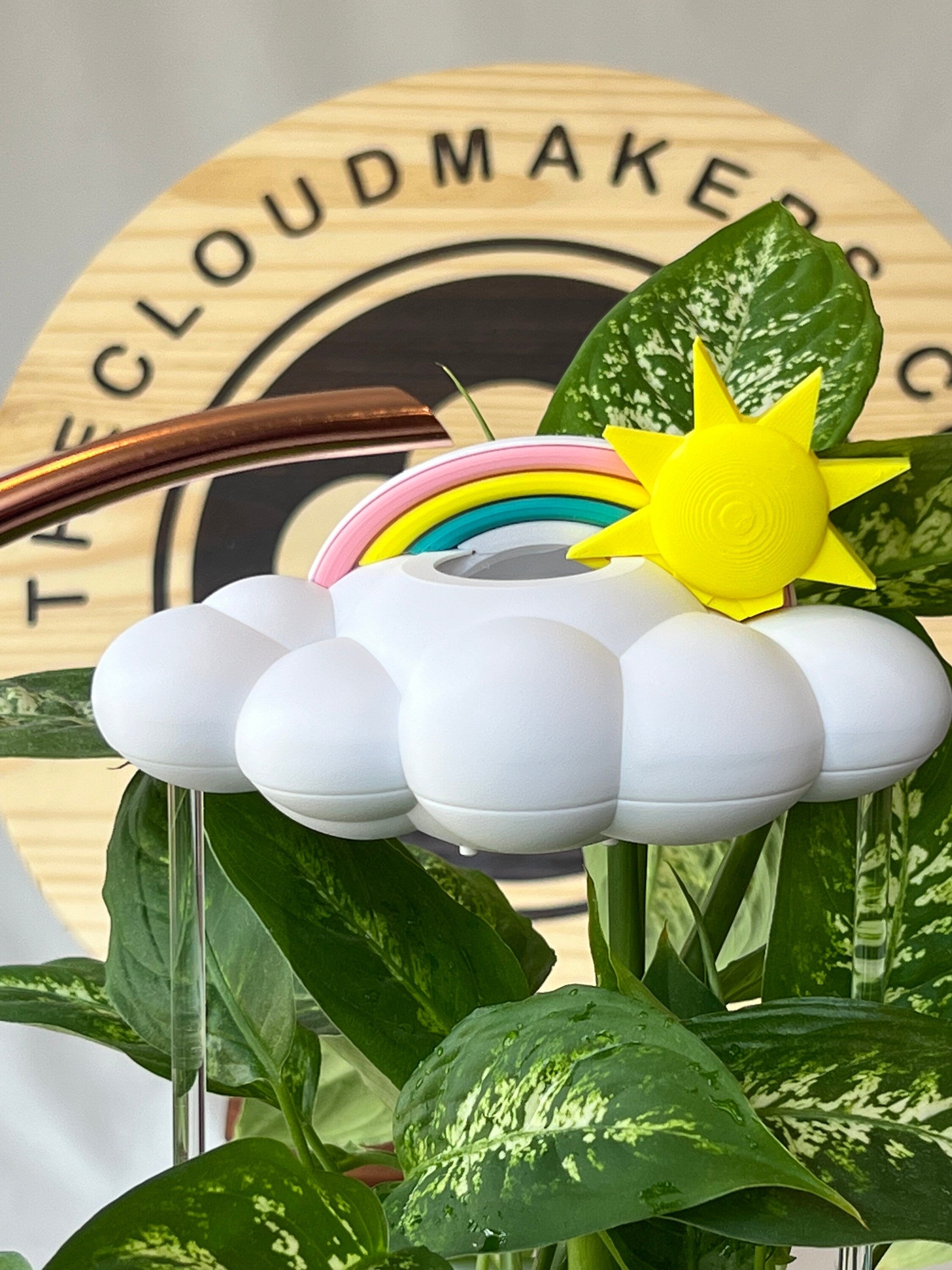 Original Dripping Rain Cloud with Sun and Pastel Rainbow Charms