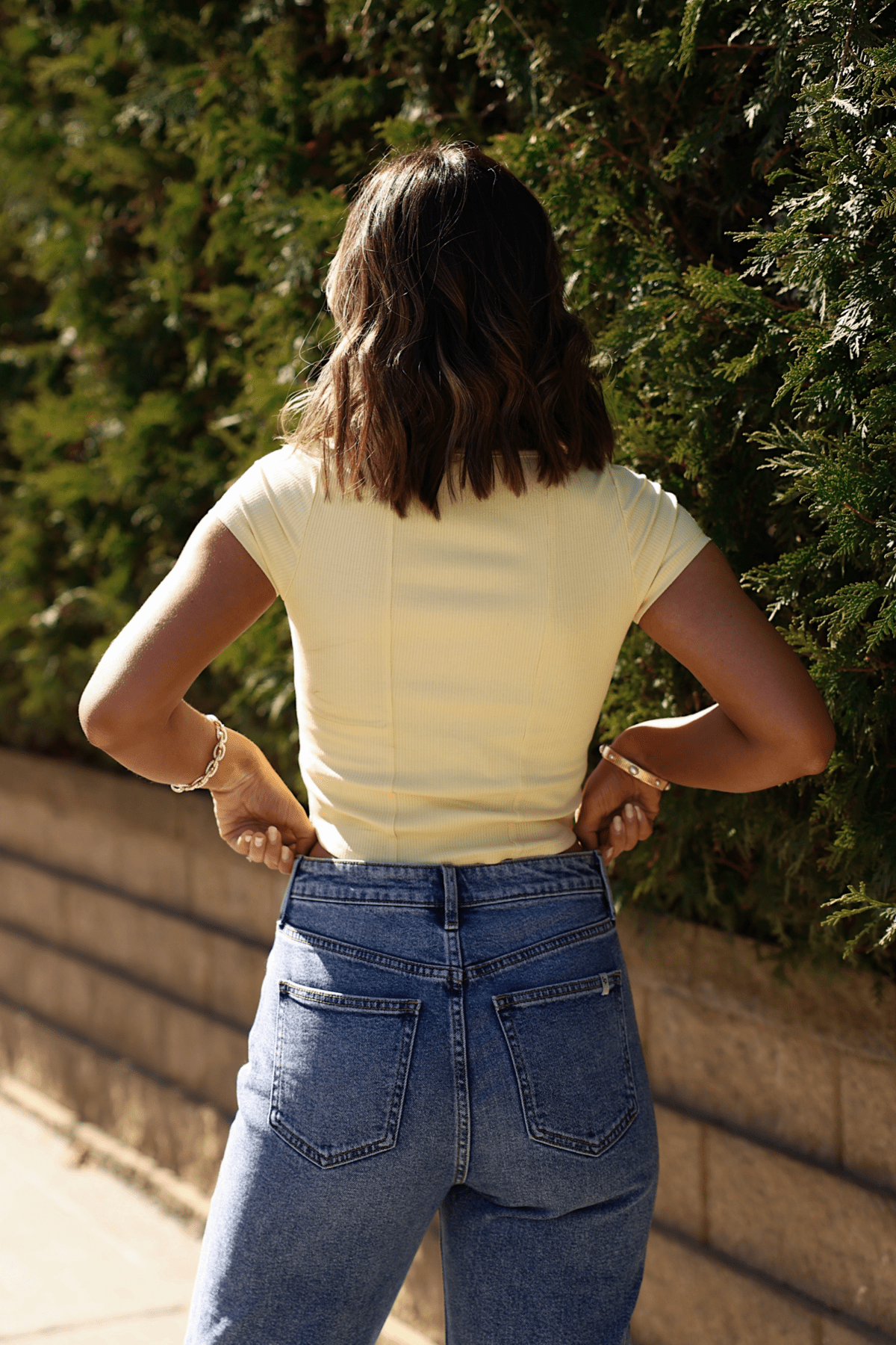 Jessica Ribbed Scoop Neck Top - Yellow - FINAL SALE