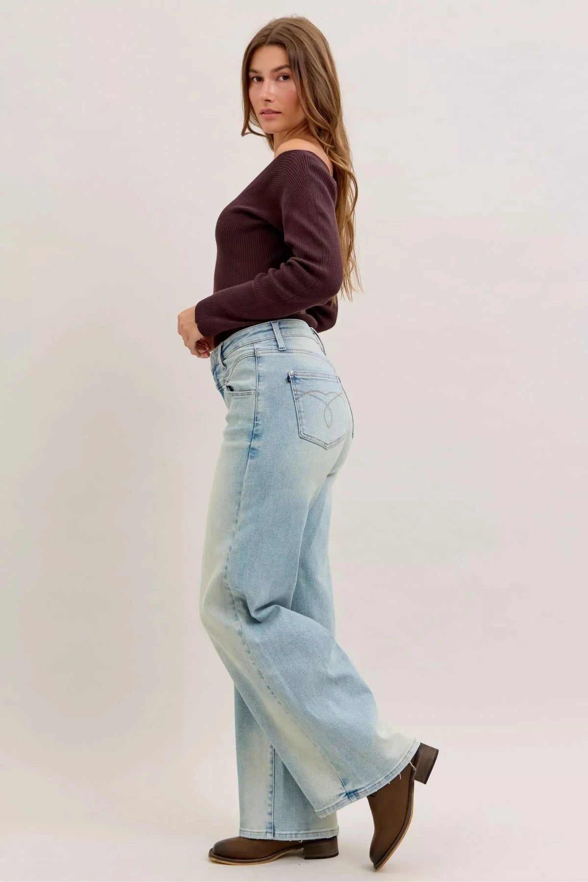 High Waist Column Straight Jeans