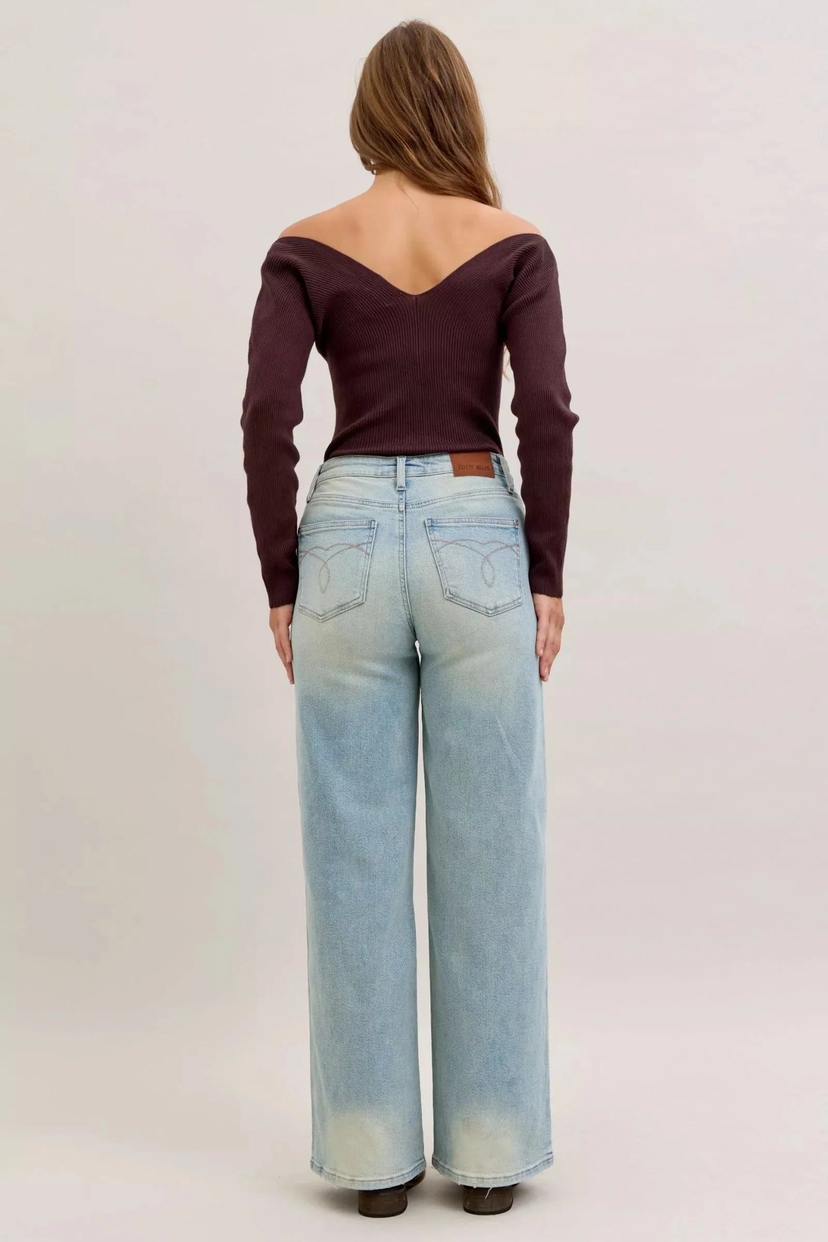 High Waist Column Straight Jeans