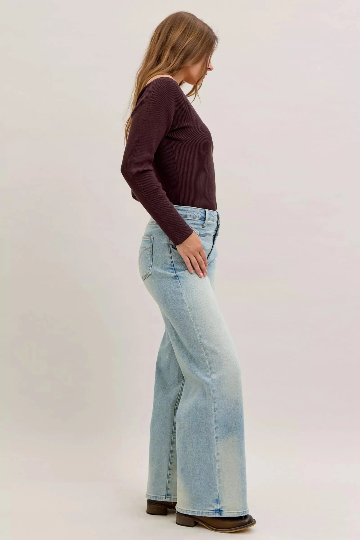 High Waist Column Straight Jeans