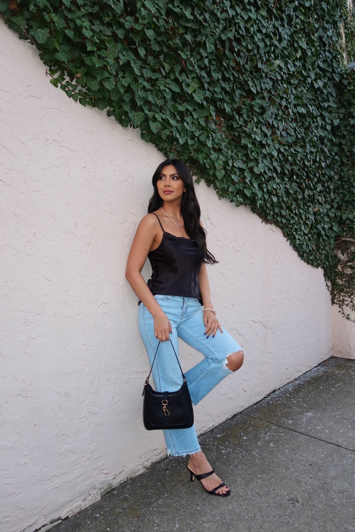 Muse By Magnolia Black Satin Cami Top