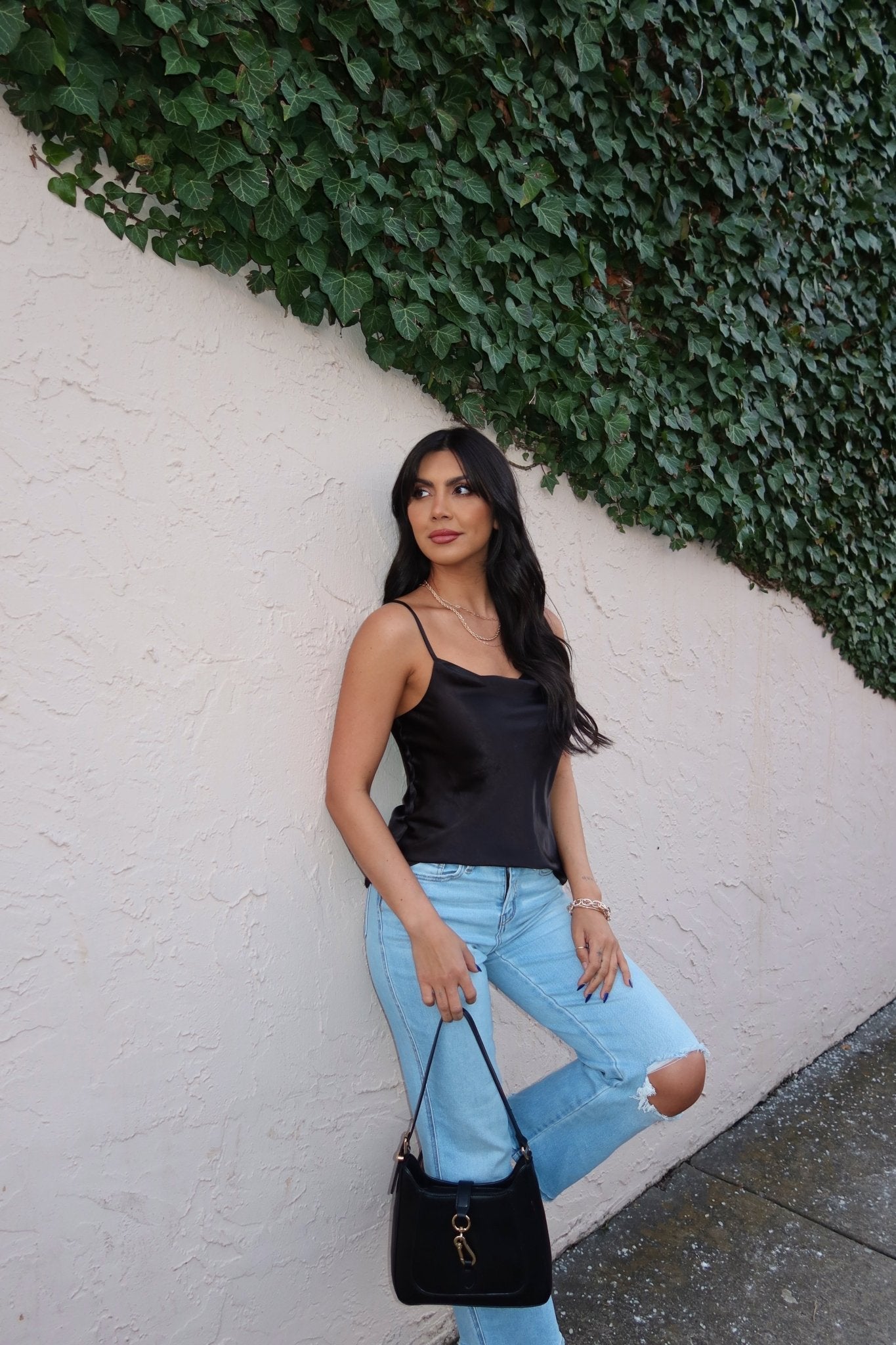 Muse By Magnolia Black Satin Cami Top