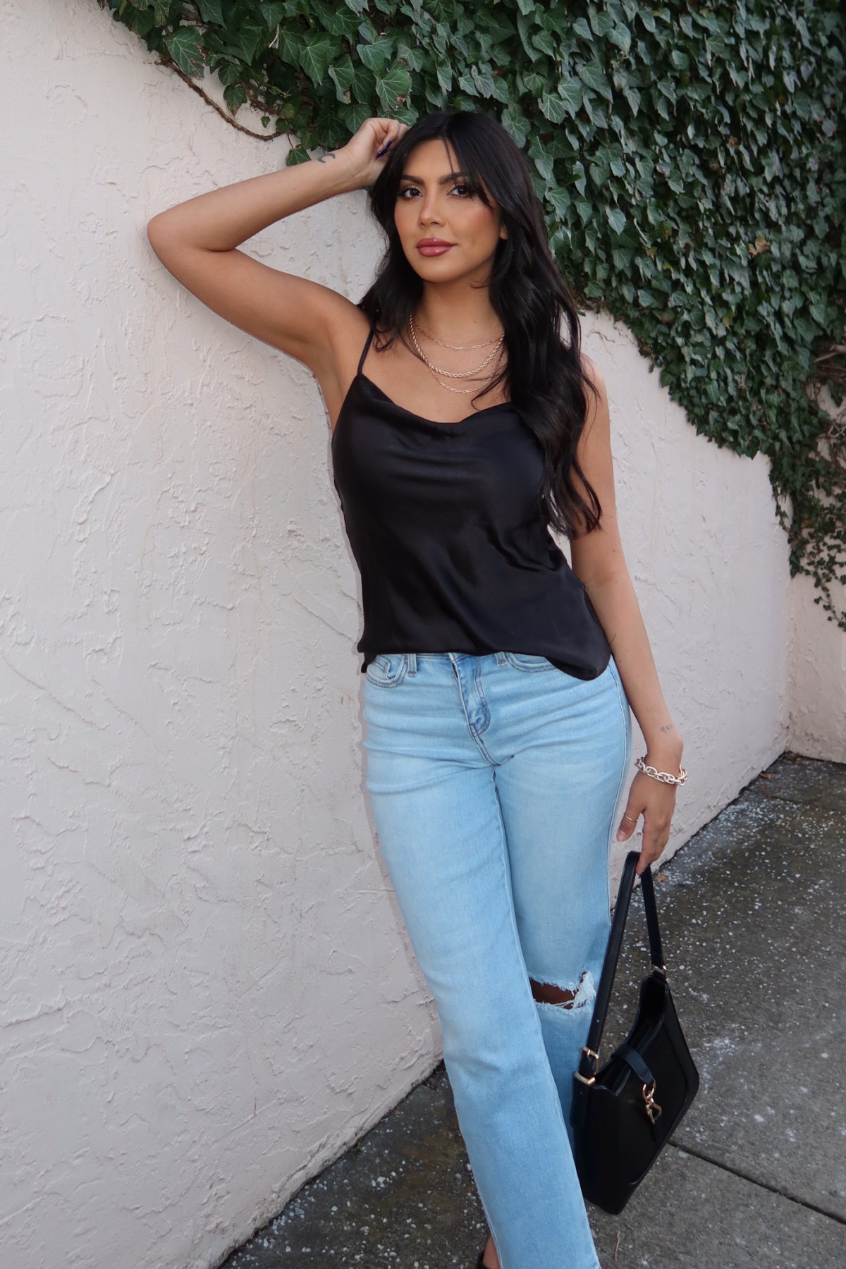 Muse By Magnolia Black Satin Cami Top