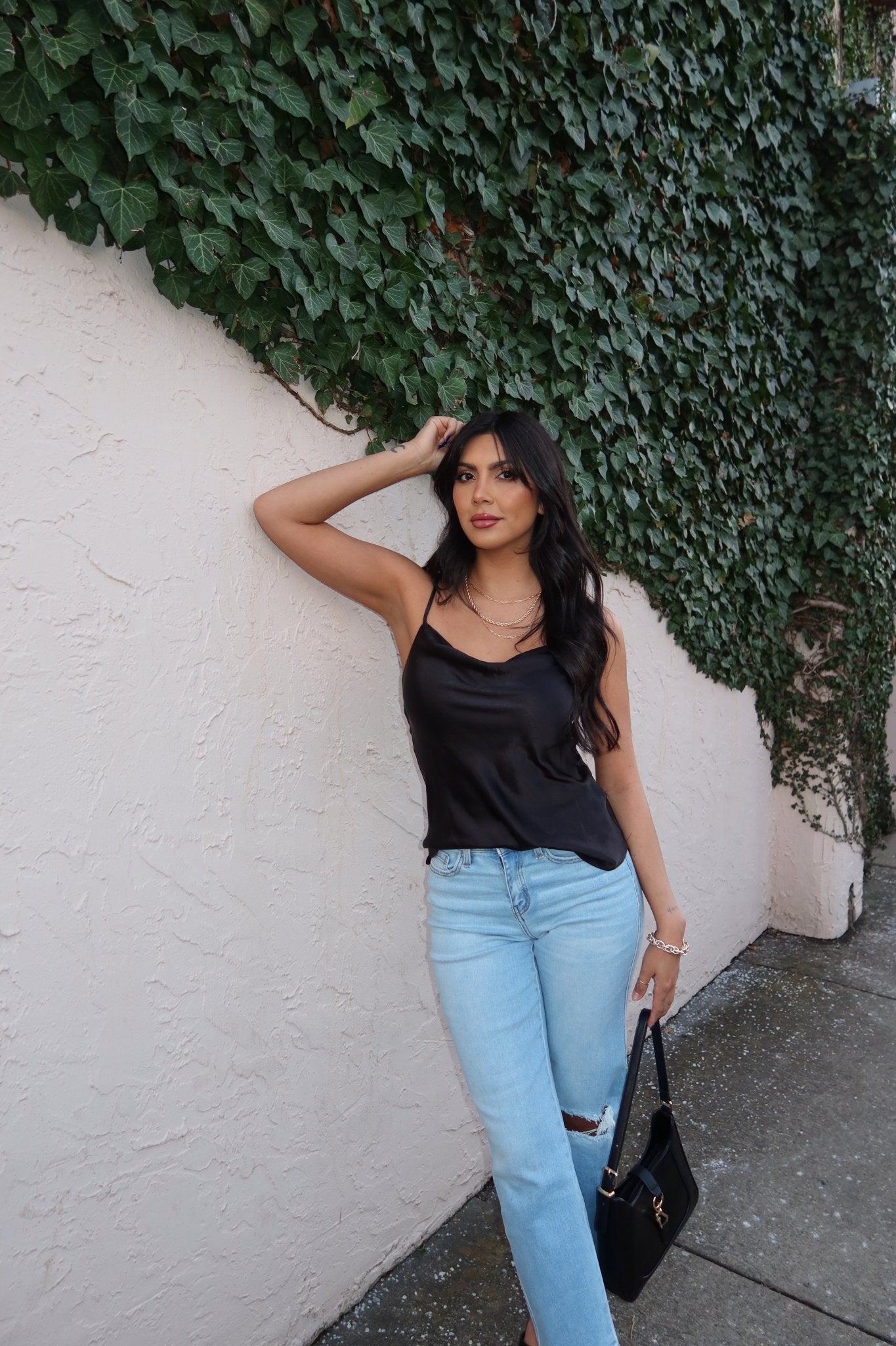 Muse By Magnolia Black Satin Cami Top