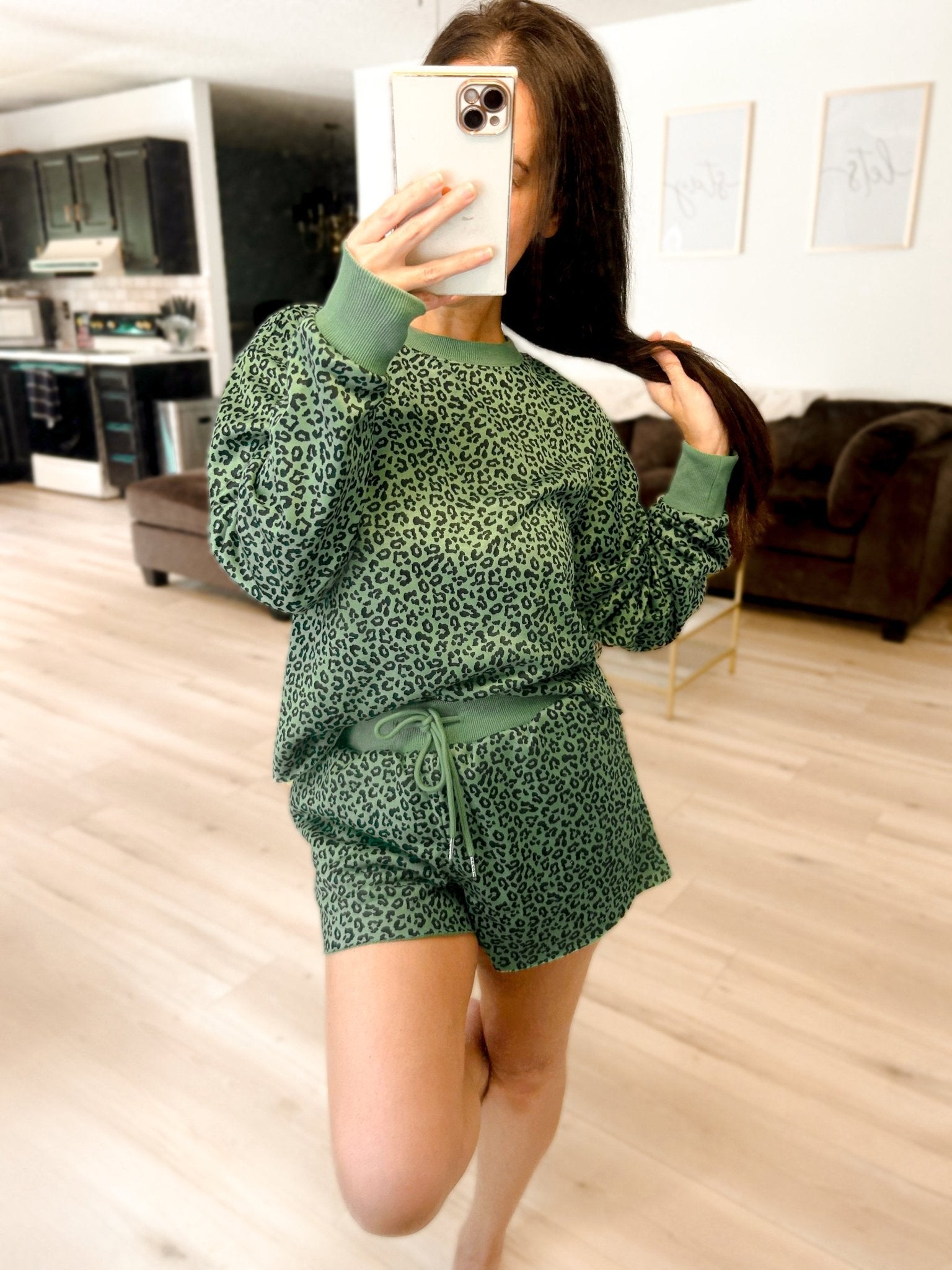 PREORDER Ribbed Leopard Print Two Piece Raw Hem Short Set - Girl Code Couture