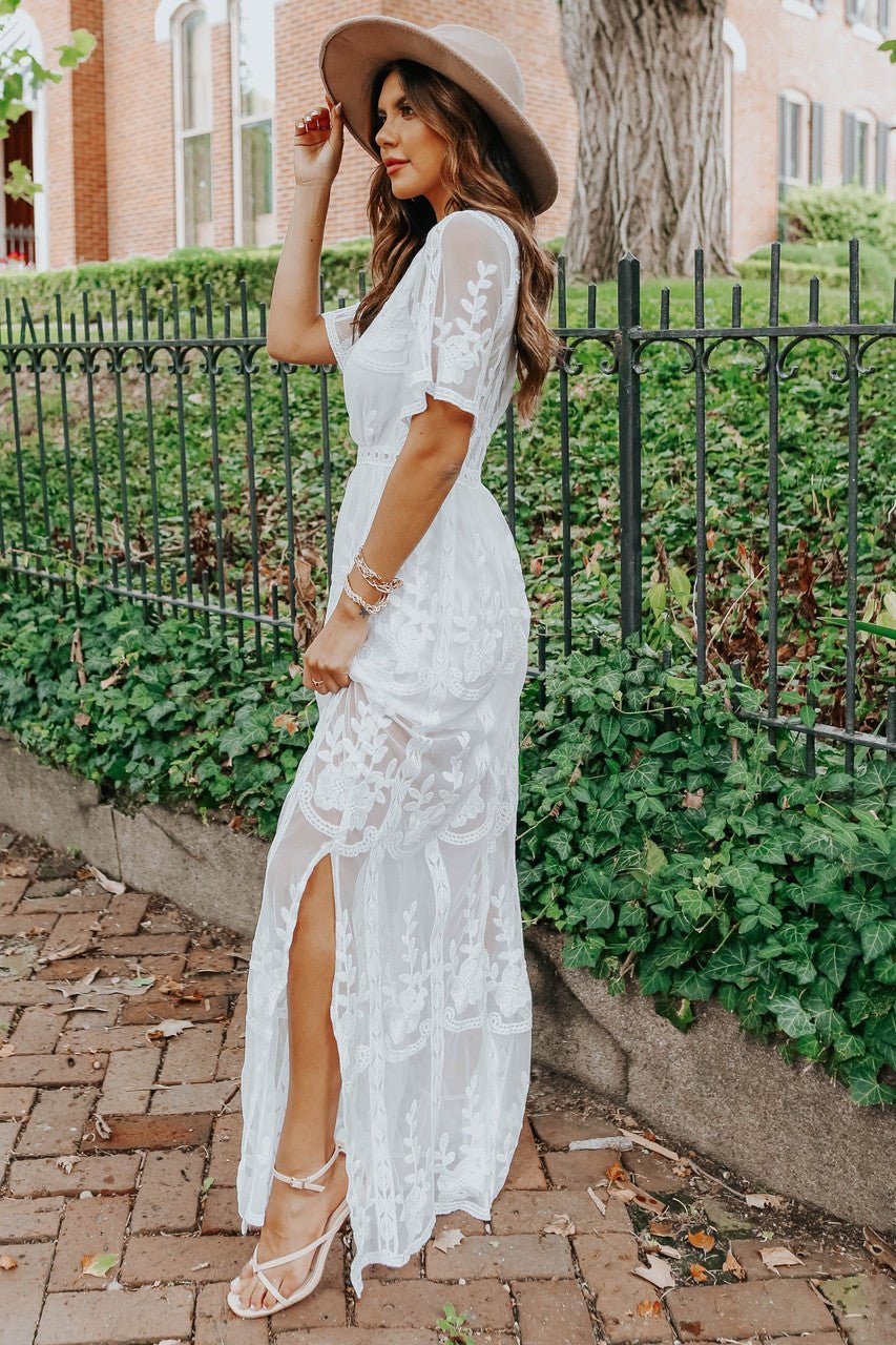Reign White Lace Romper Maxi - FINAL SALE