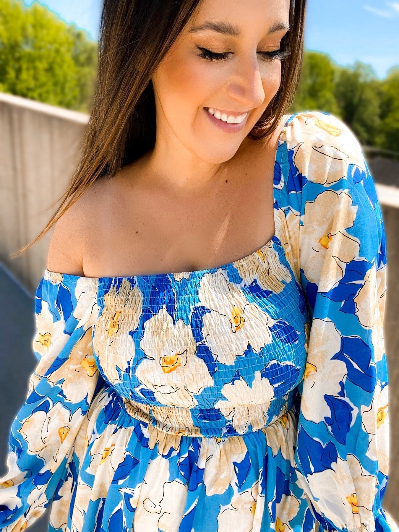 Sabrina Smocked Bell Sleeve Dress - Girl Code Couture