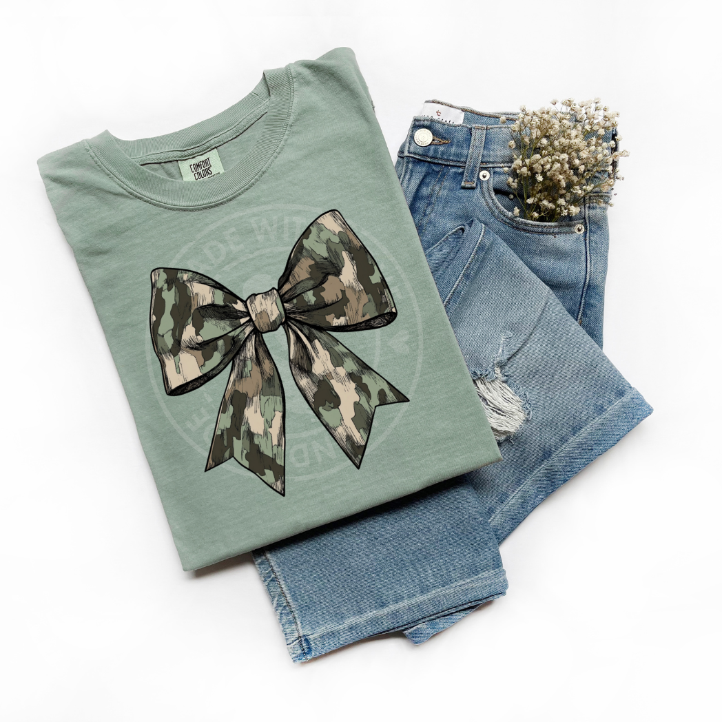 Camo Coquette Bow Tee