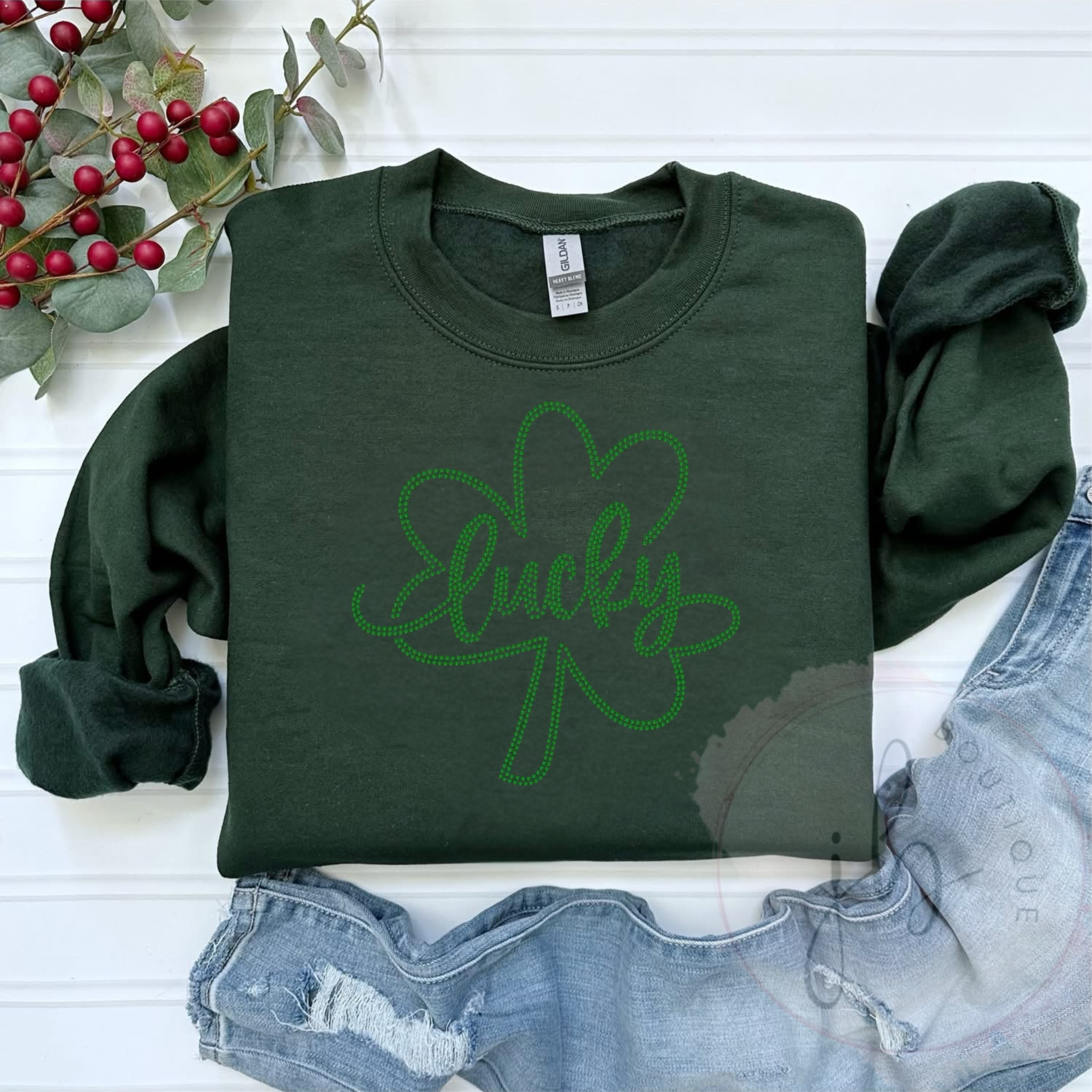 Lucky Shamrock Green Spangle SWEATSHIRT