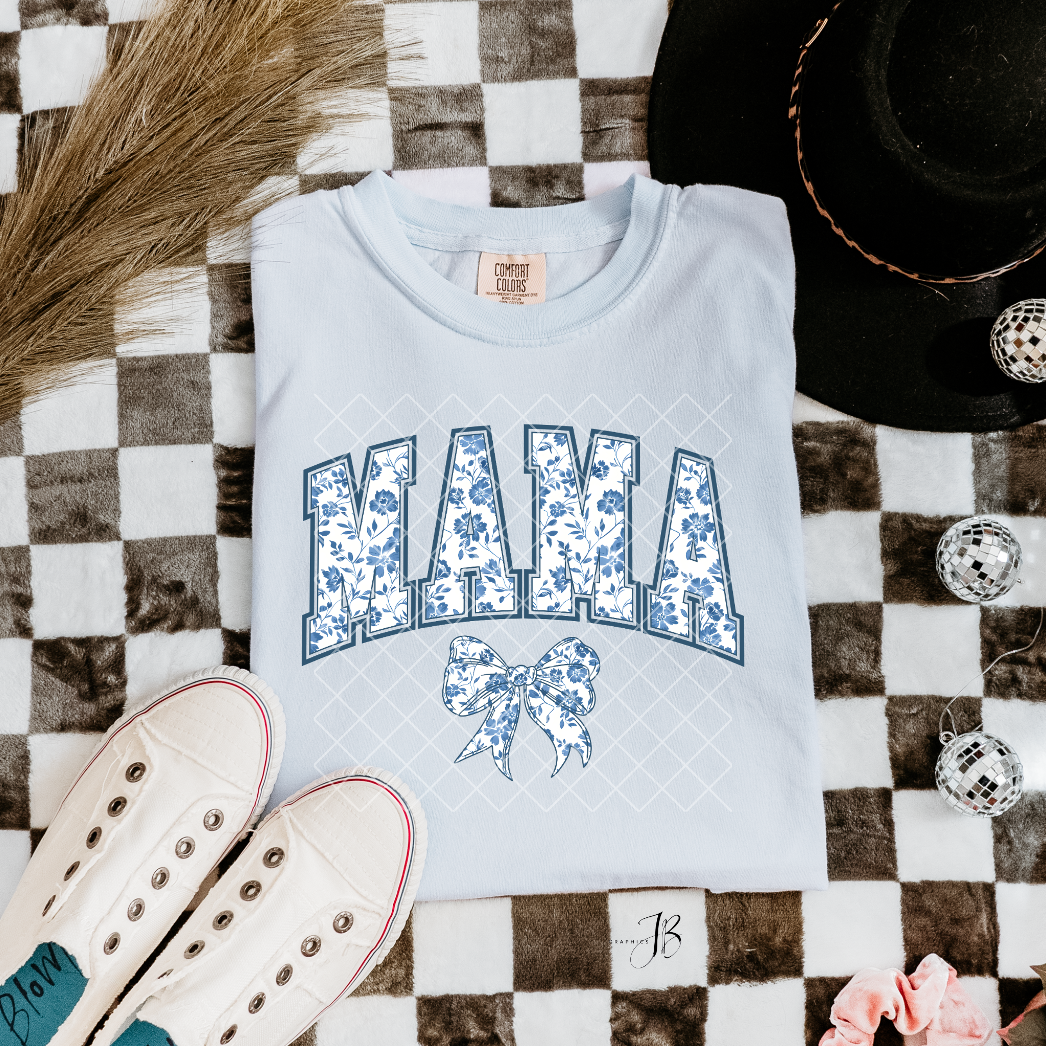 Mama Blue Coquette Bow Tee