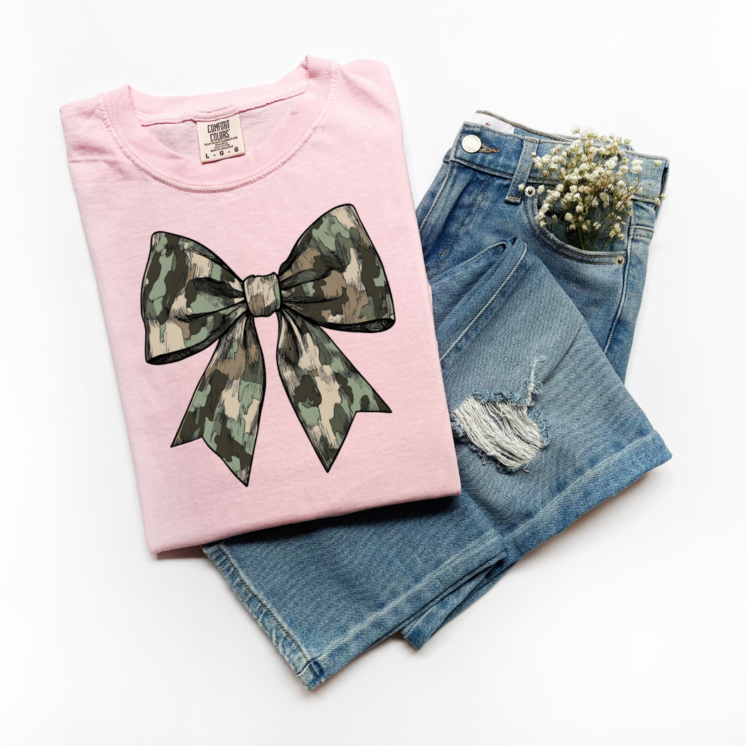 Camo Coquette Bow Tee