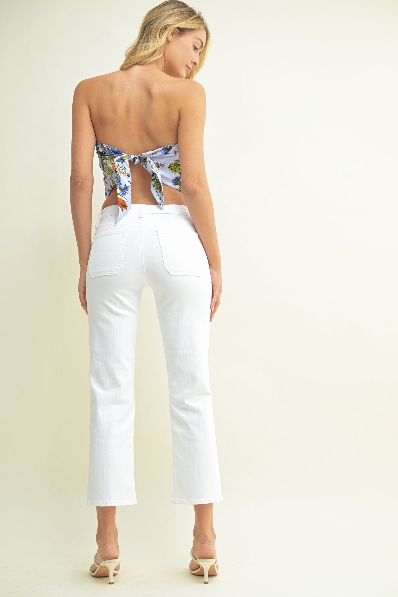 White Low Rise Straight Leg Jeans