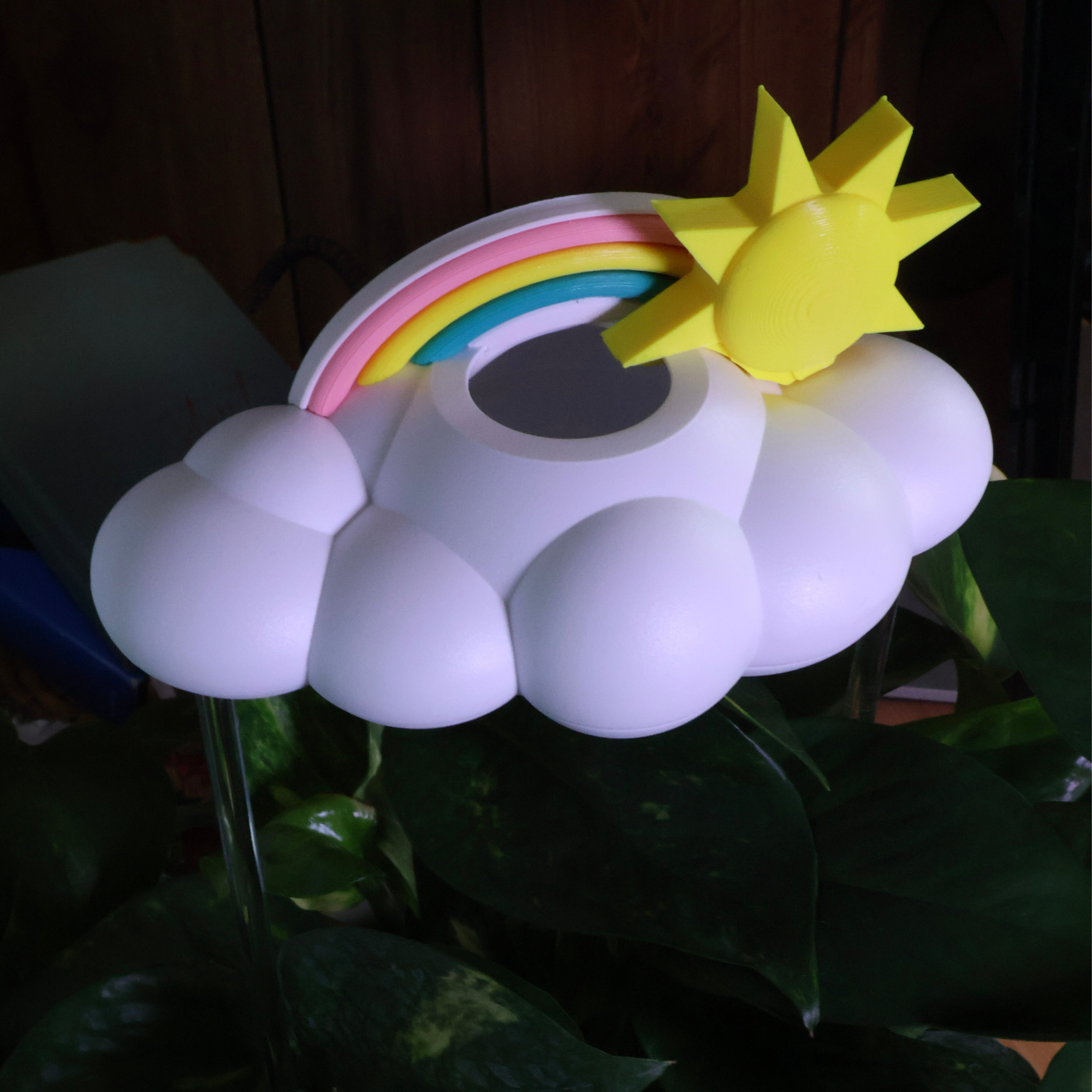 Original Dripping Rain Cloud with Sun and Pastel Rainbow Charms