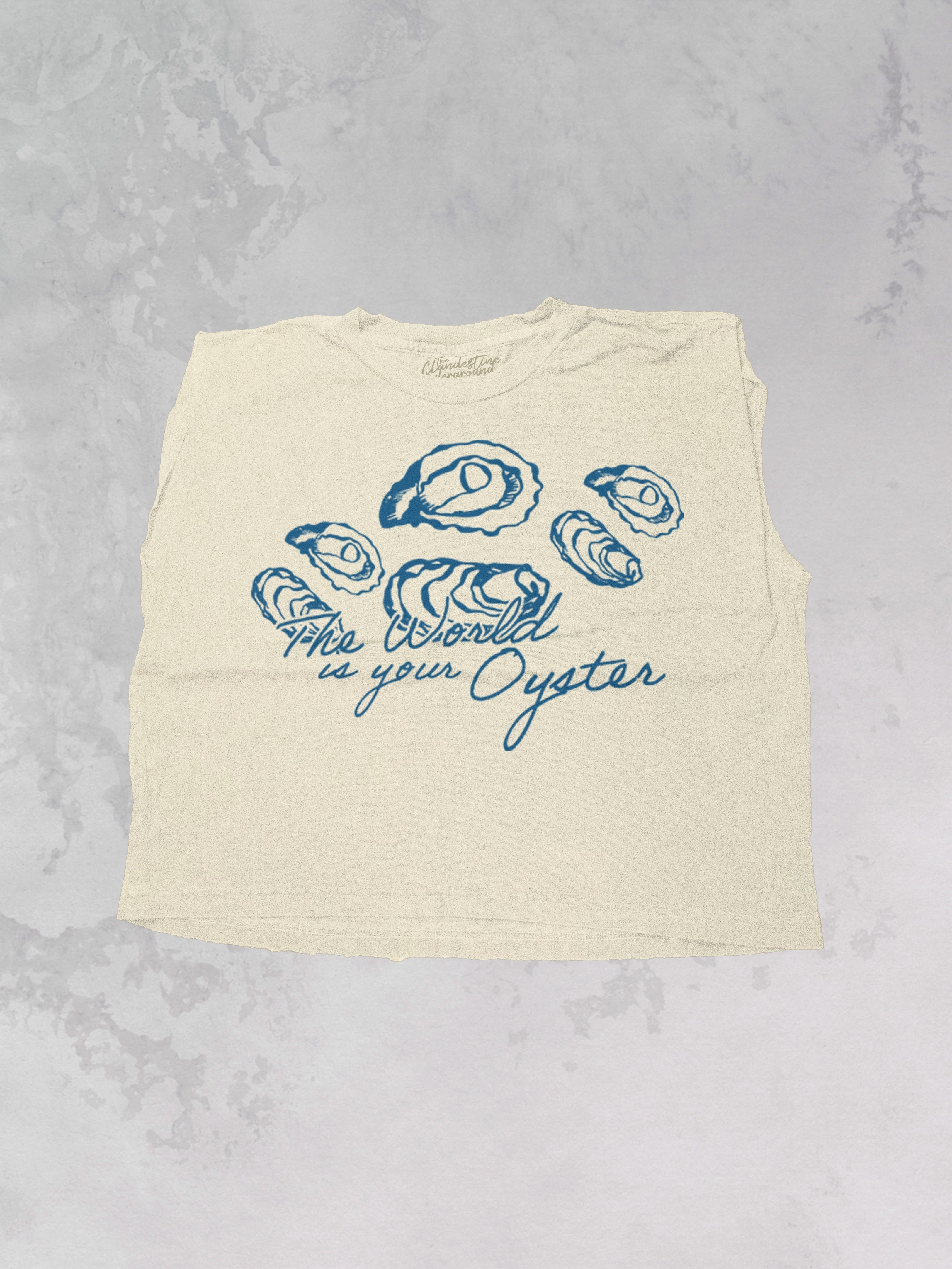 The World is Your Oyster Vintage Cropped Muscle Tank