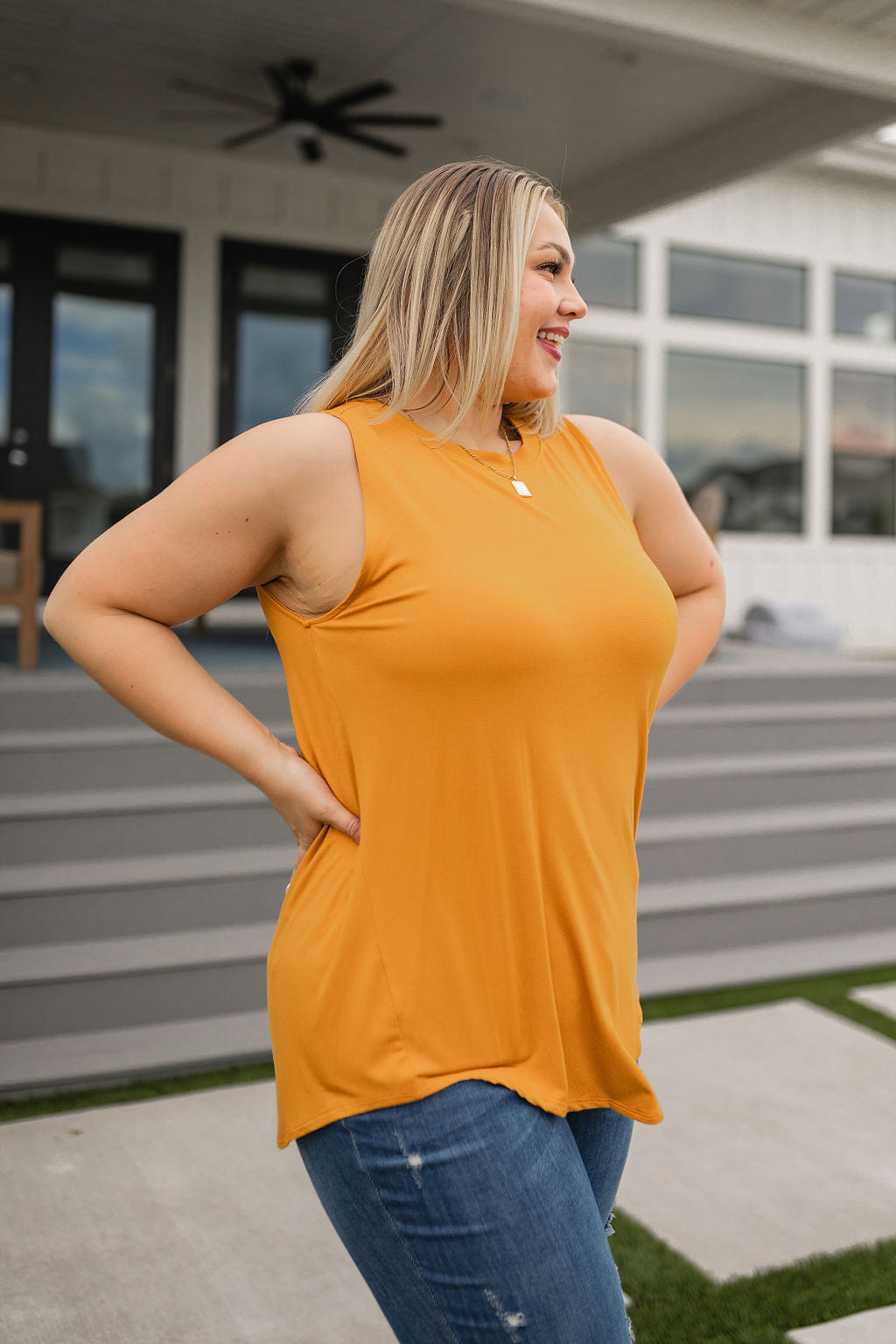 Can't Wait Hi-Low Sleeveless Top in Mustard