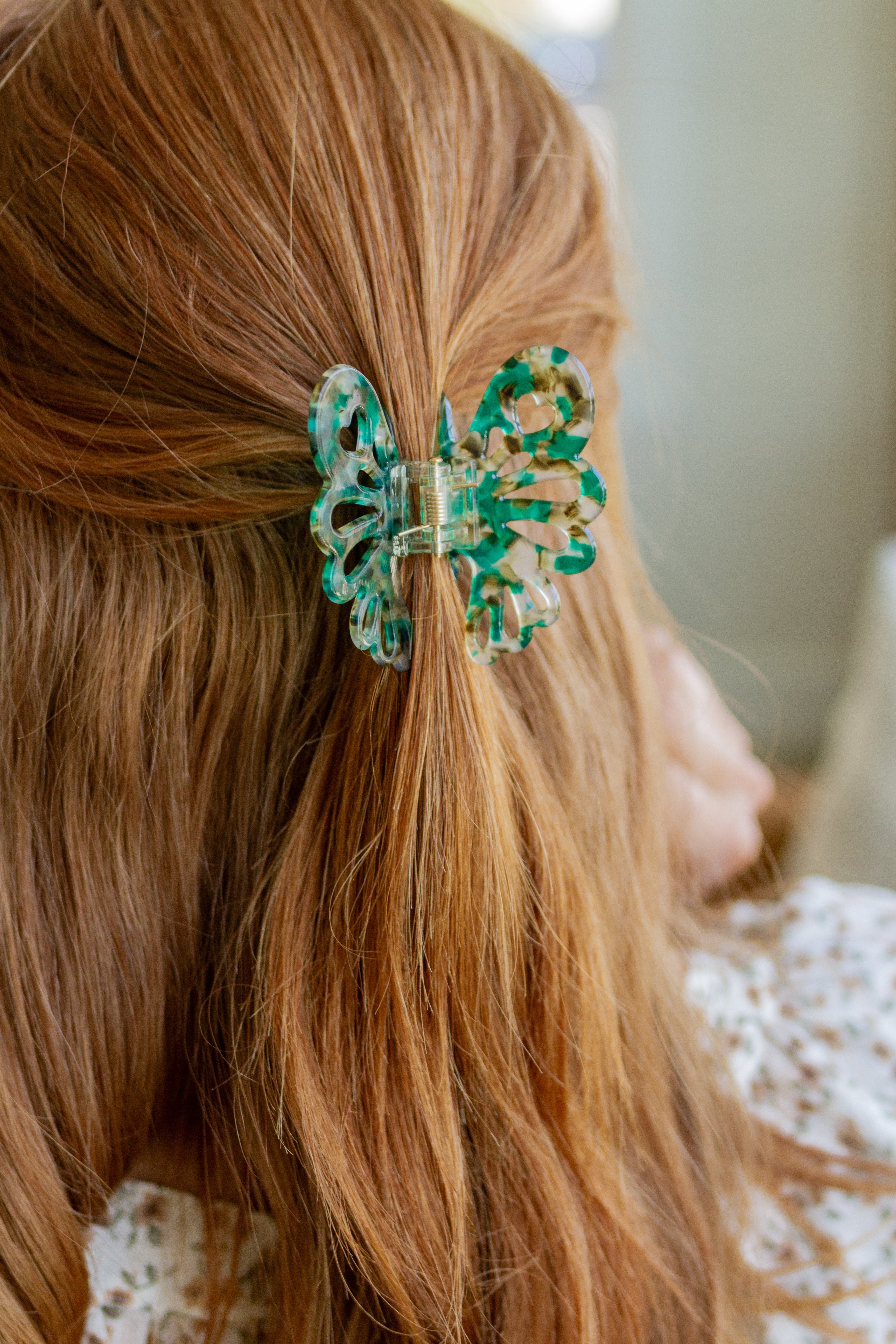 Emerald Butterfly Claw Clip