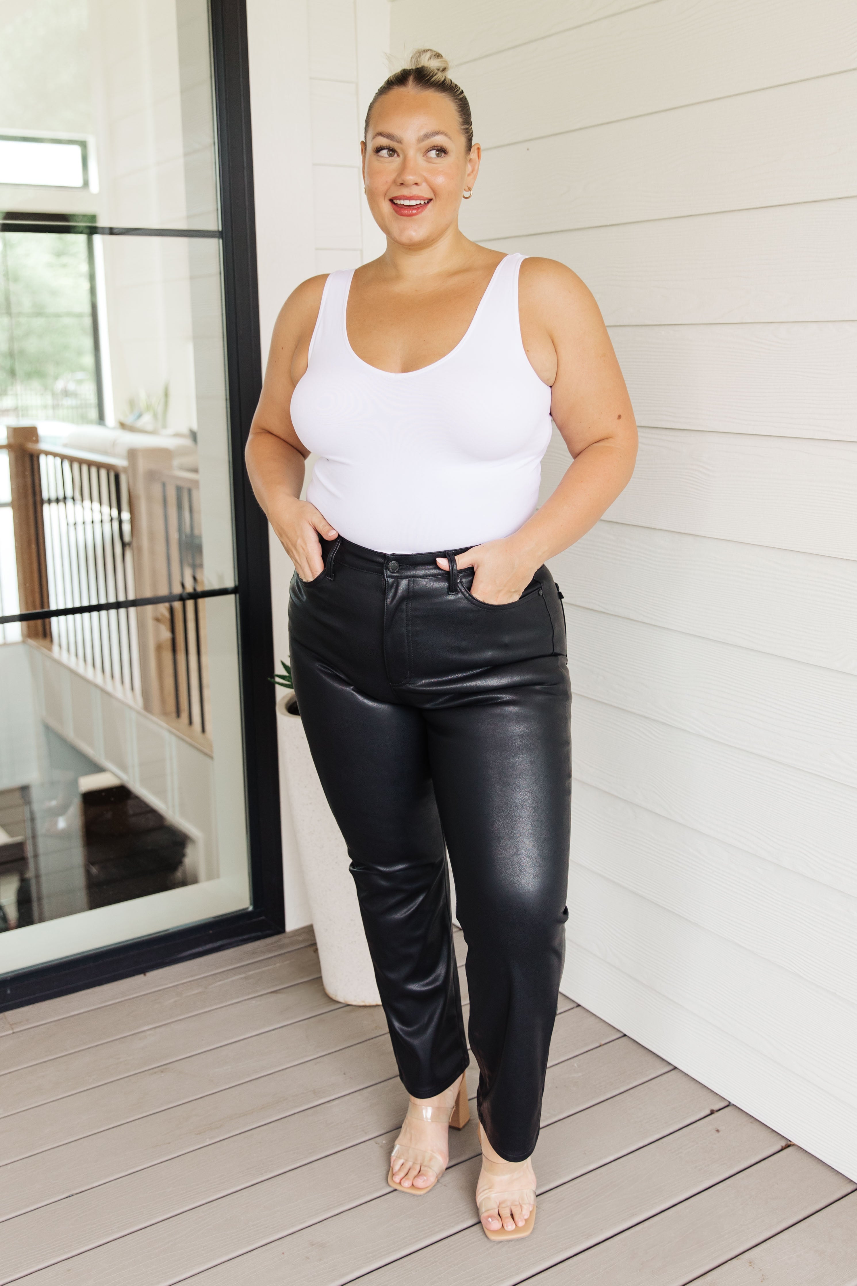 Tanya Control Top Faux Leather Pants