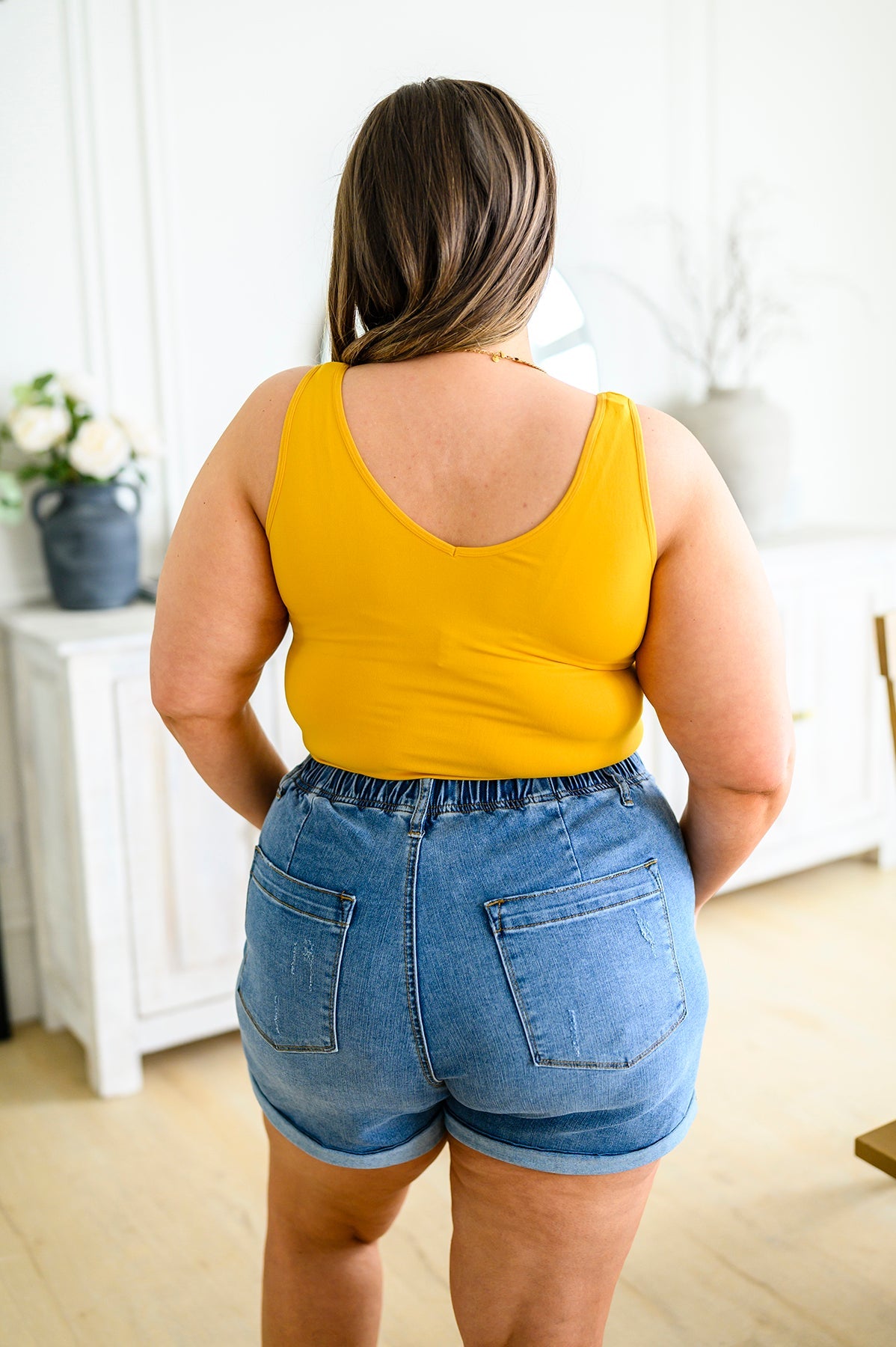 The Basics Reversible Longline Tank in Mustard